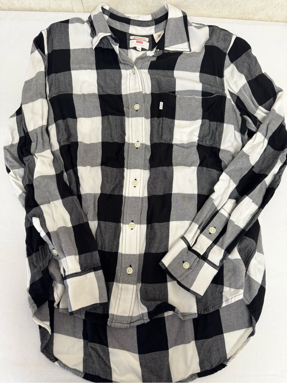Levi's Black & White Buffalo Plaid Button-Down Shirt